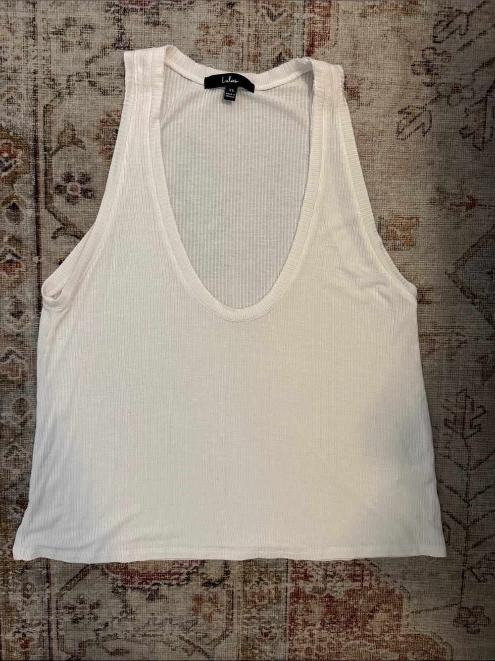 Lulu's Cream Ribbed Scoop Tank Top